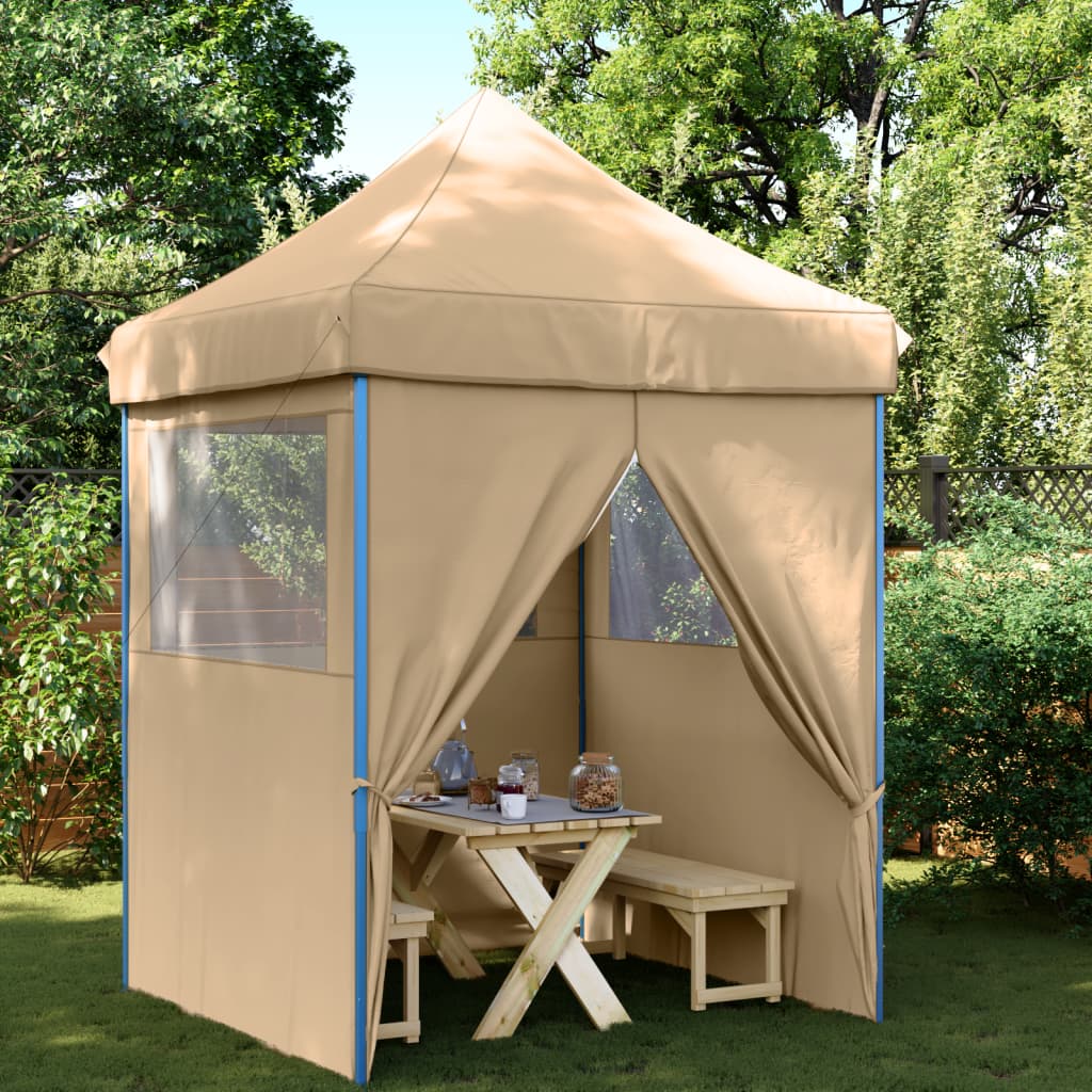 Tendone per Feste Pieghevole Pop-Up con 4 Pareti Beige 4004999