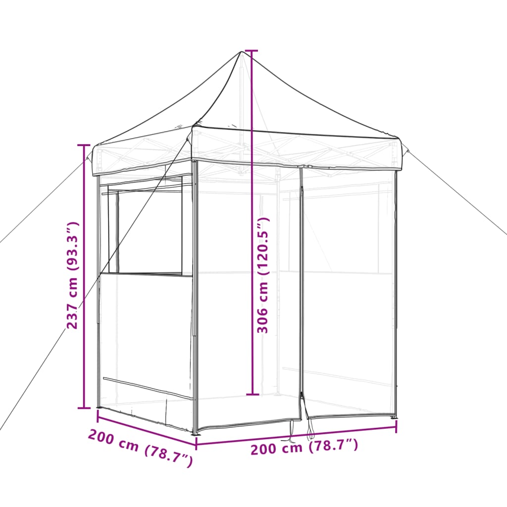 Tendone per Feste Pieghevole Pop-Up con 4 Pareti Marrone 4005004