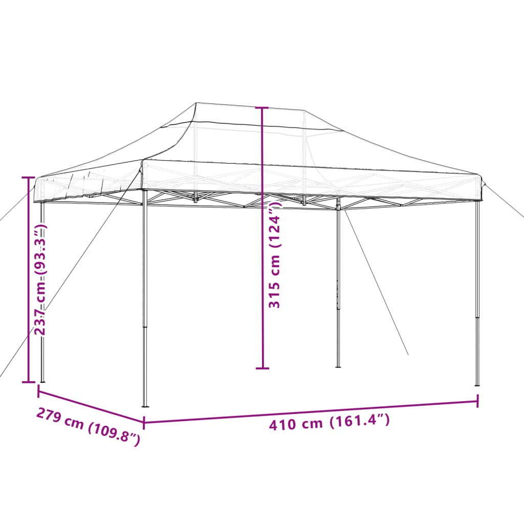 Tenda da Festa Pieghevole Pop-Up Marrone 410x279x315 cm 4005012