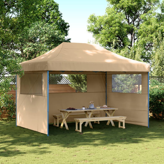 Tendone per Feste Pieghevole Pop-Up con 3 Pareti Beige 4005015