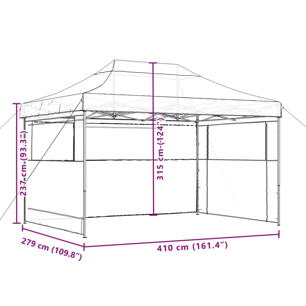 Tendone per Feste Pieghevole Pop-Up con 3 Pareti Marrone 4005020