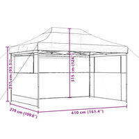 Tendone per Feste Pieghevole Pop-Up con 3 Pareti Marrone 4005020