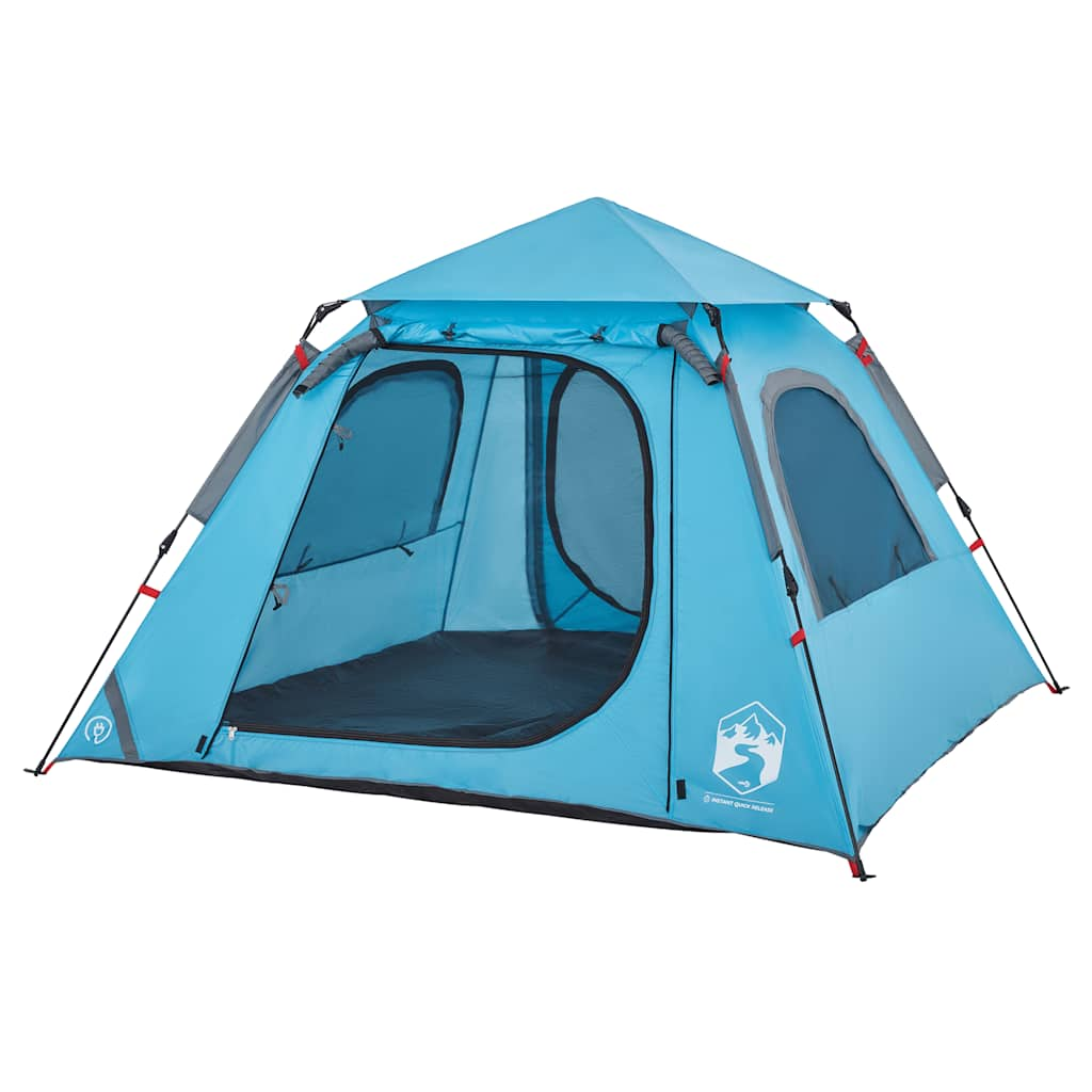 Tenda a Cupola da Campeggio 4 Persone Blu a Rilascio Rapido 4004144