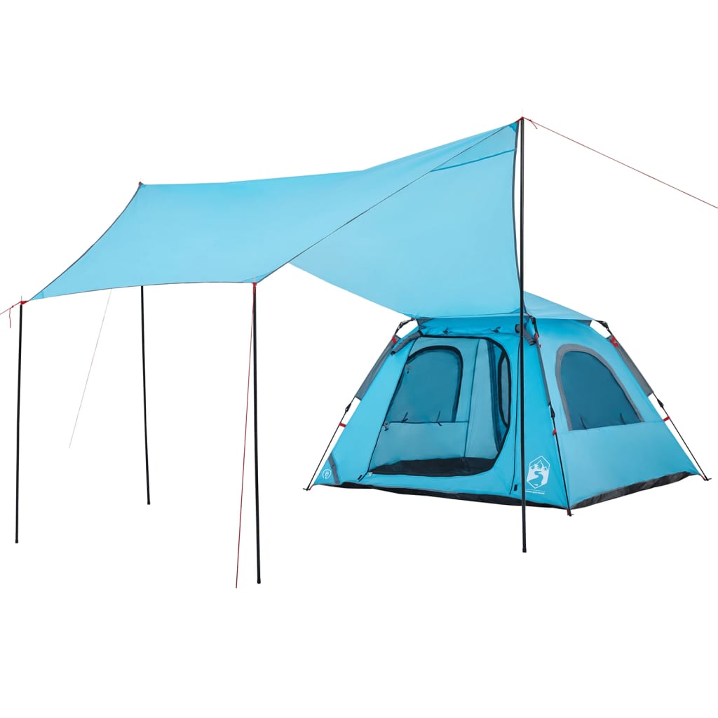 Tenda a Cupola da Campeggio 4 Persone Blu a Rilascio Rapido 4004144