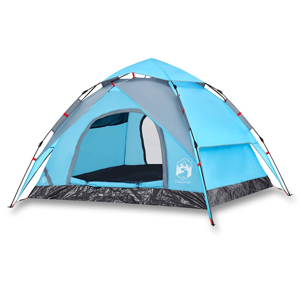 Tenda a Cupola da Campeggio 3 Persone Blu a Rilascio Rapido 4004178