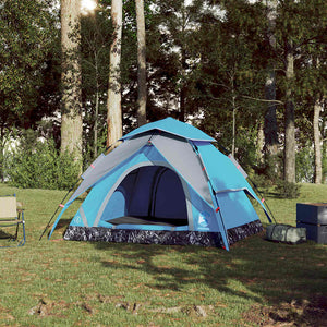 Tenda a Cupola da Campeggio 4 Persone Blu a Rilascio Rapido 4004182