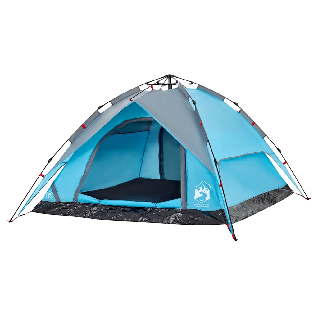 Tenda a Cupola da Campeggio 4 Persone Blu a Rilascio Rapido 4004182