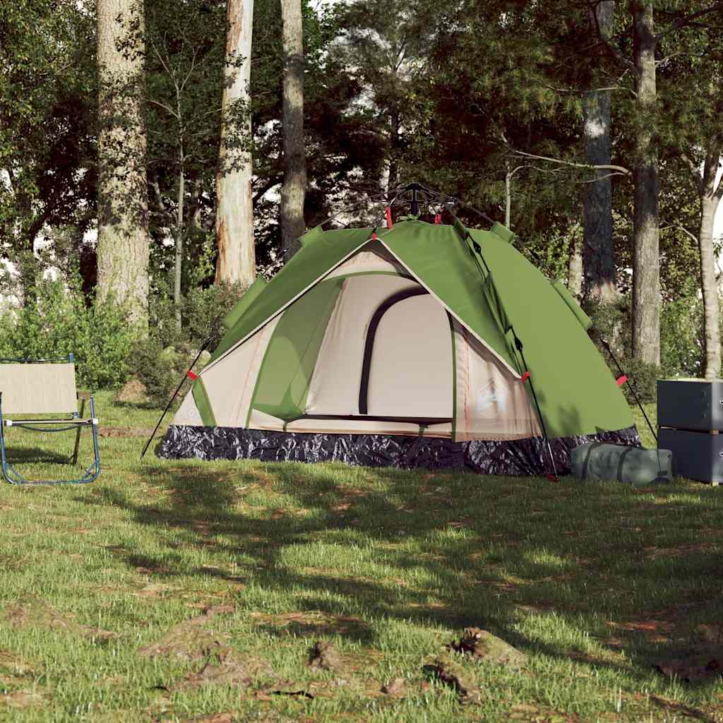 Tenda a Cupola da Campeggio 2 Persone Verde a Rilascio Rapido 4004189