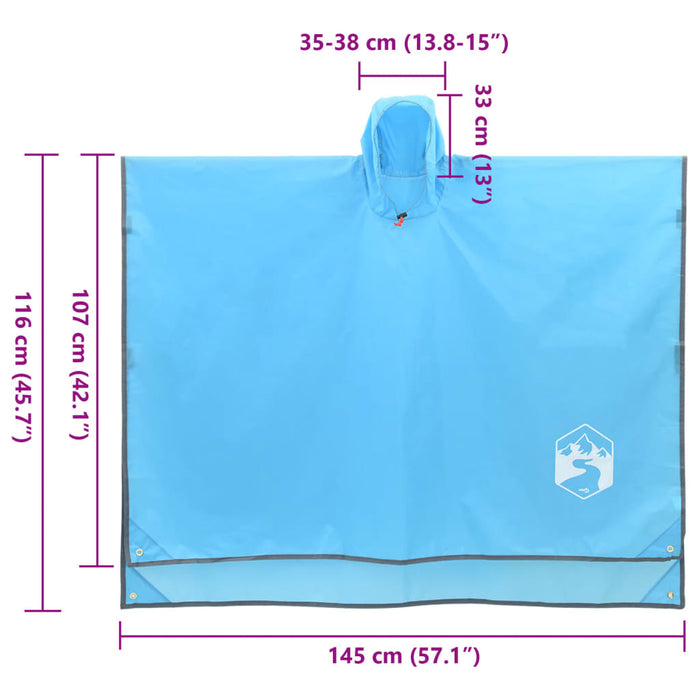 Poncho Antipioggia con Cappuccio Design 2 in 1 Blu 223x145 cm 4004198