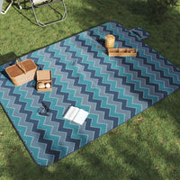 Tovaglia da Picnic Pieghevole A Onde Blu 200x150 cm in Velluto 4004205