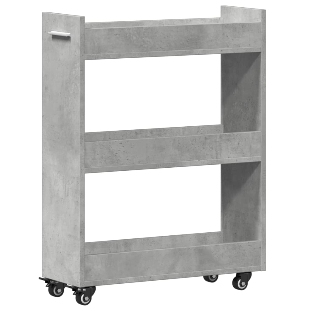 Mobile con Ruote Grigio Cemento 60x22x79cm in Legno Multistrato 840418