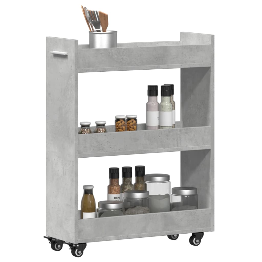 Mobile con Ruote Grigio Cemento 60x22x79cm in Legno Multistrato 840418