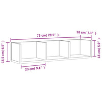 Mobile a Parete Grigio Cemento 75x18x16,5 cm Legno Multistrato 840435