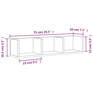 Mobile a Parete Grigio Cemento 75x18x16,5 cm Legno Multistrato 840435