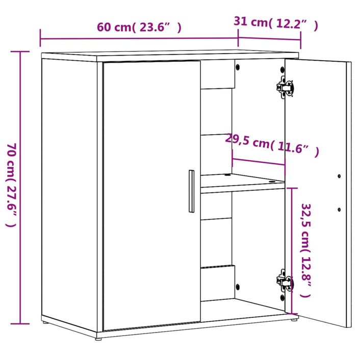 Credenza Nero 60x31x70 cm in Legno Multistrato 840458