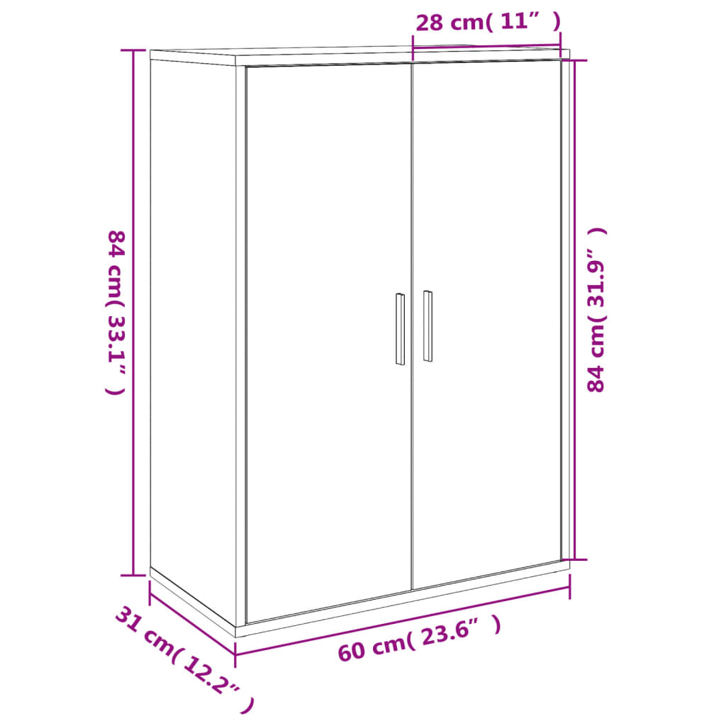 Credenza Grigio Cemento 60x31x84 cm in Legno Multistrato 840488