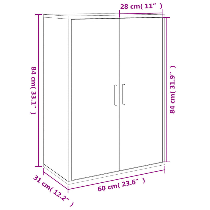 Credenza Grigio Cemento 60x31x84 cm in Legno Multistrato 840488