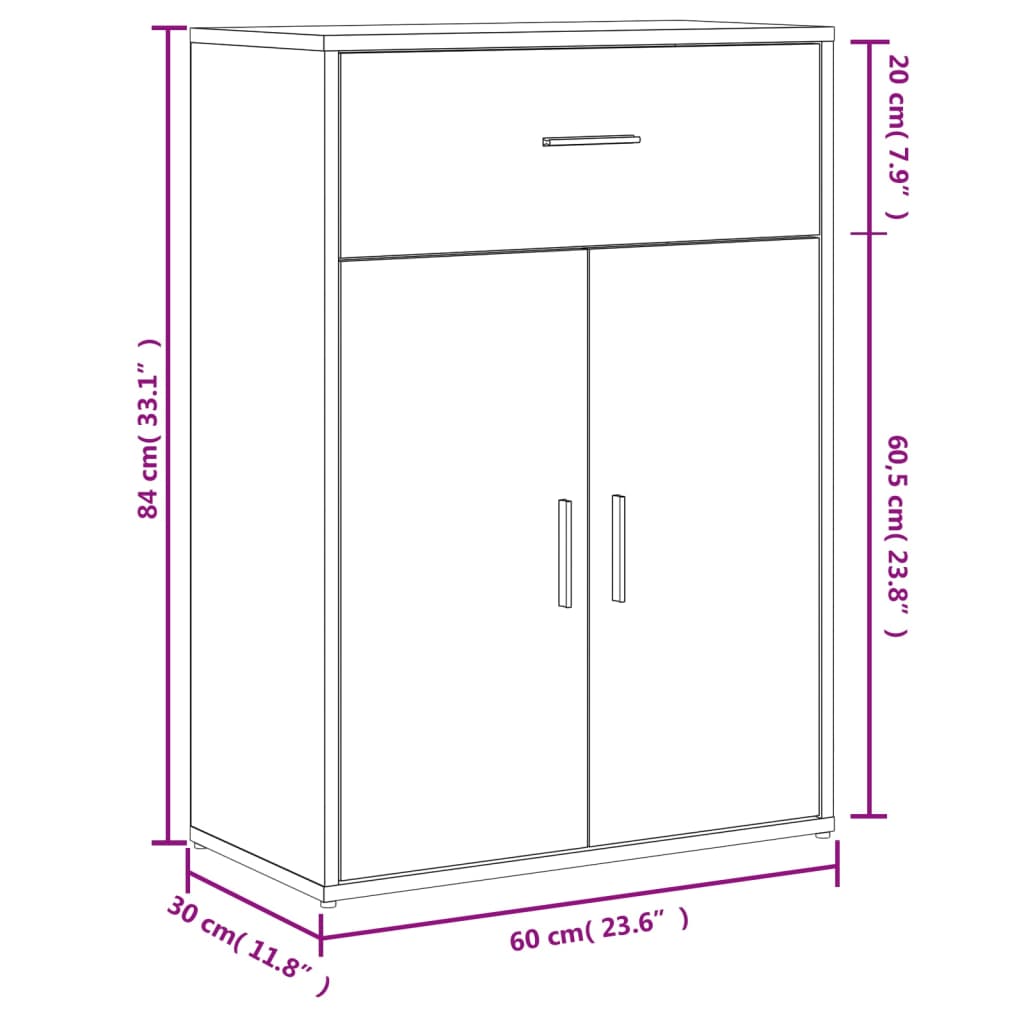 Credenza Grigio Cemento 60x30x84 cm in Legno Multistrato 840495