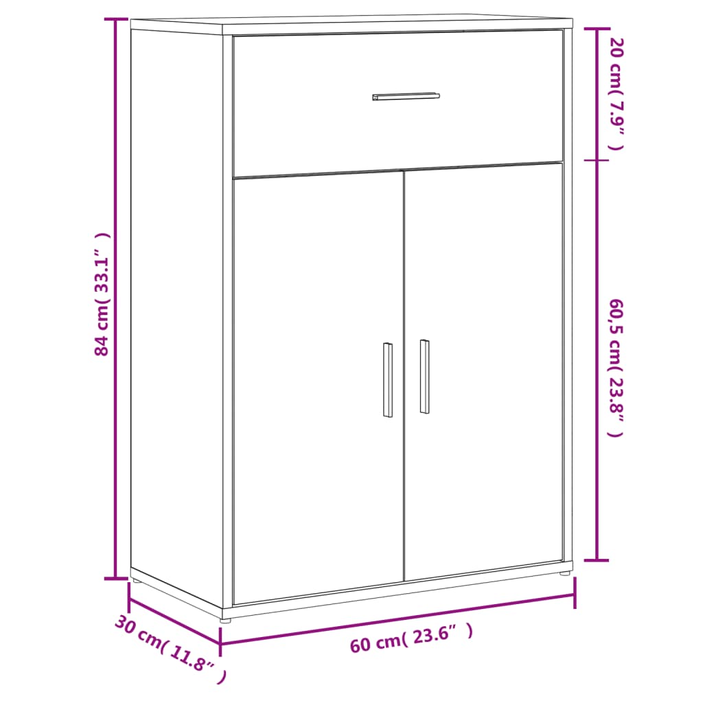 Credenza Grigio Sonoma 60x30x84 cm in Legno Multistrato 840497