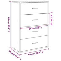 Credenza Rovere Marrone 60x31x84 cm in Legno Multistrato 840505