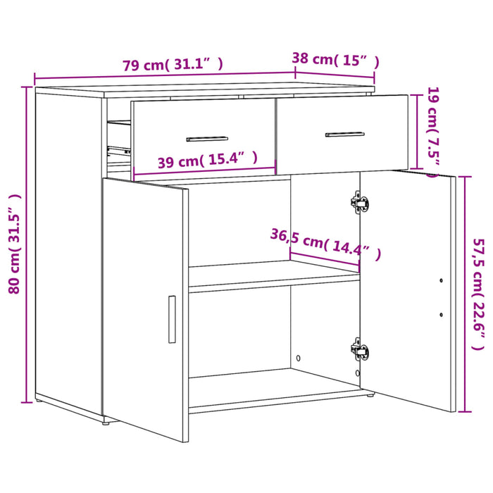 Credenza Grigio Cemento 79x38x80 cm in Legno Multistrato 840523