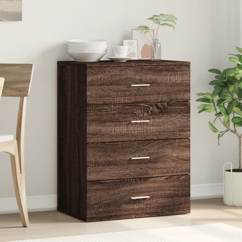 Credenza Rovere Marrone 60x39x80 cm in Legno Multistrato 840533