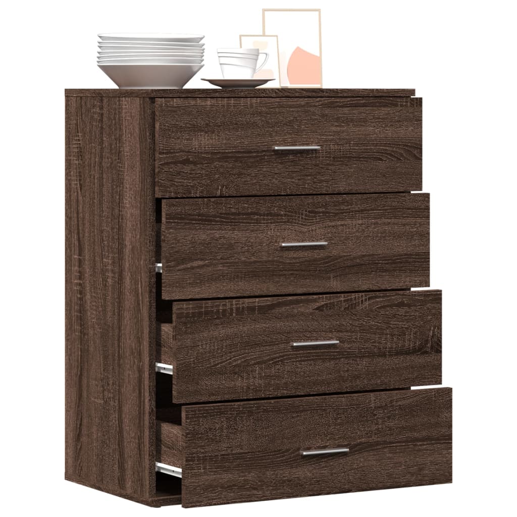 Credenza Rovere Marrone 60x39x80 cm in Legno Multistrato 840533