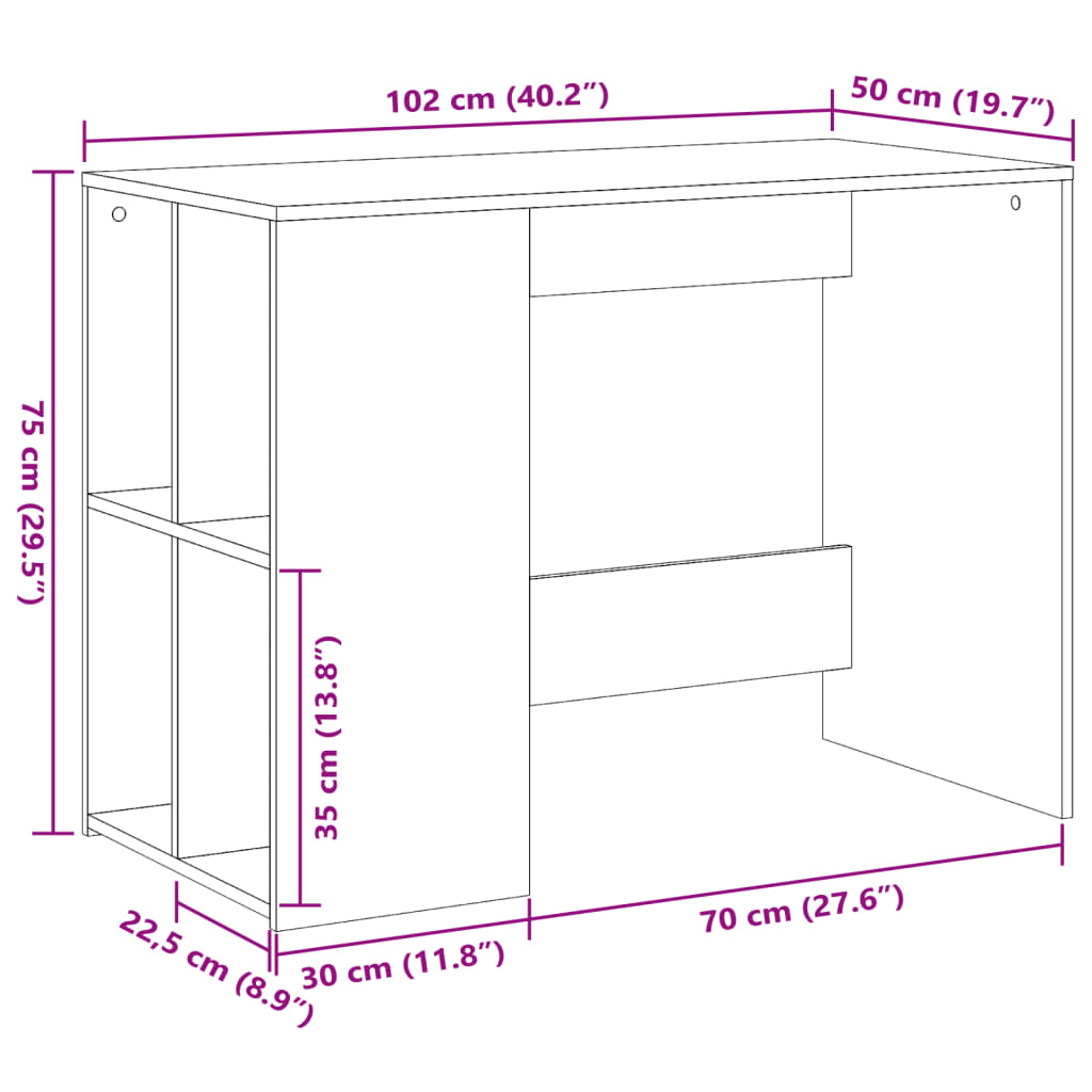 Scrivania Nera 102x50x75 cm in Legno Multistrato 840542