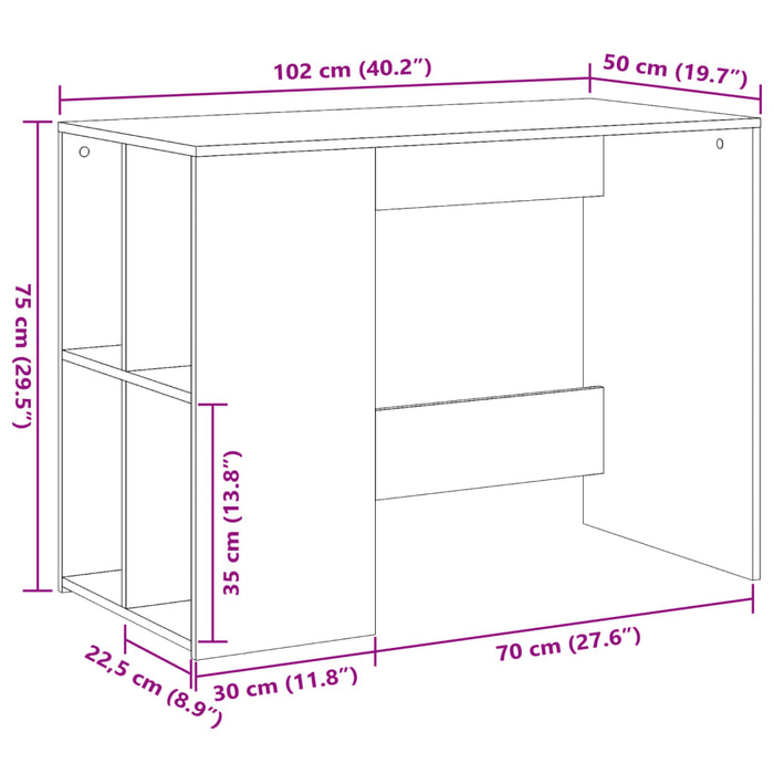 Scrivania Grigio Cemento 102x50x75 cm in Legno Multistrato 840544