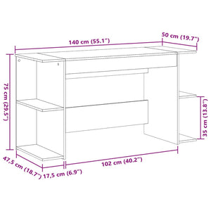 Scrivania Grigio Cemento 140x50x75 cm in Legno Multistrato 840551