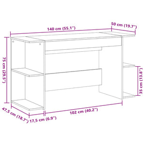 Scrivania Rovere Fumo 140x50x75 cm in Legno Multistrato 840552