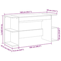 Scrivania Grigio Sonoma 140x50x75 cm in Legno Multistrato 840553