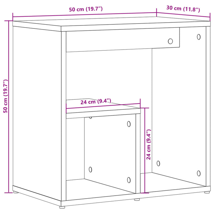 Tavolino Nero 50x30x50 cm in Legno Multistrato 840557