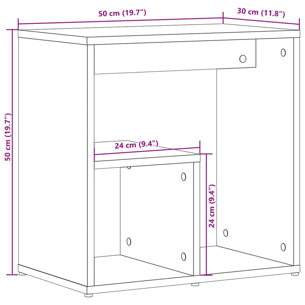 Tavolino da Salotto Rovere Fumo 50x30x50cm Legno Multistrato 840563