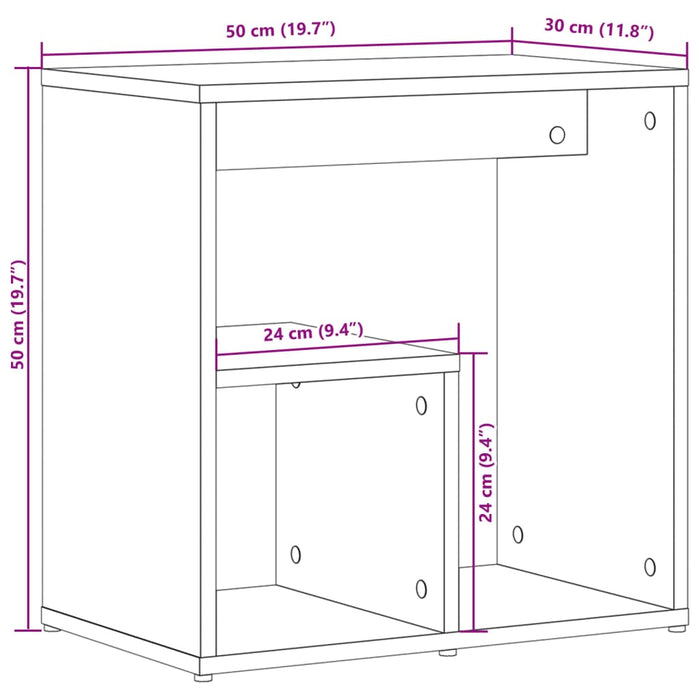 Tavolino da Salotto Rovere Fumo 50x30x50cm Legno Multistrato 840563