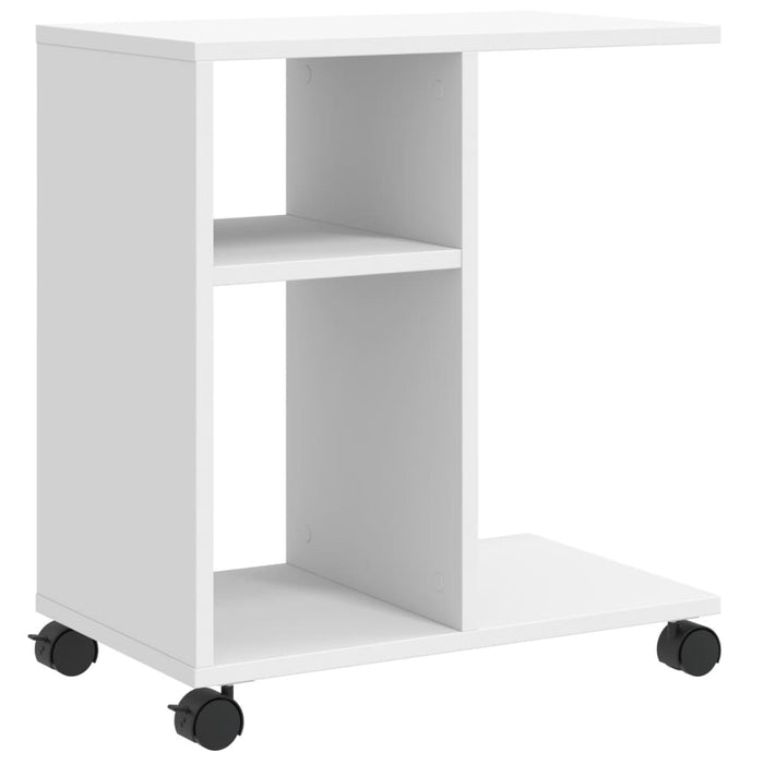 Tavolino con Ruote Bianco 50x30x55 cm in Legno Multistrato 840569