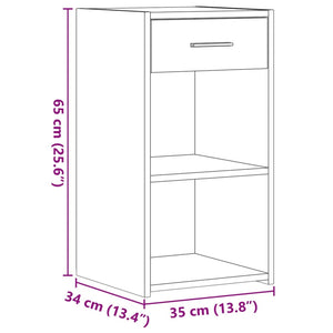 Comodino Grigio Cemento 35x34x65 cm in Legno Multistrato 840582