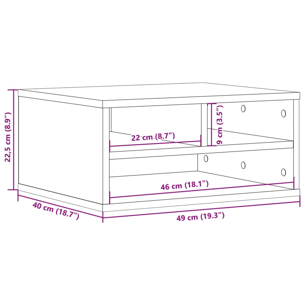 Supporto Stampante Grigio Sonoma 49x40x22,5cm Legno Multistrato 840595