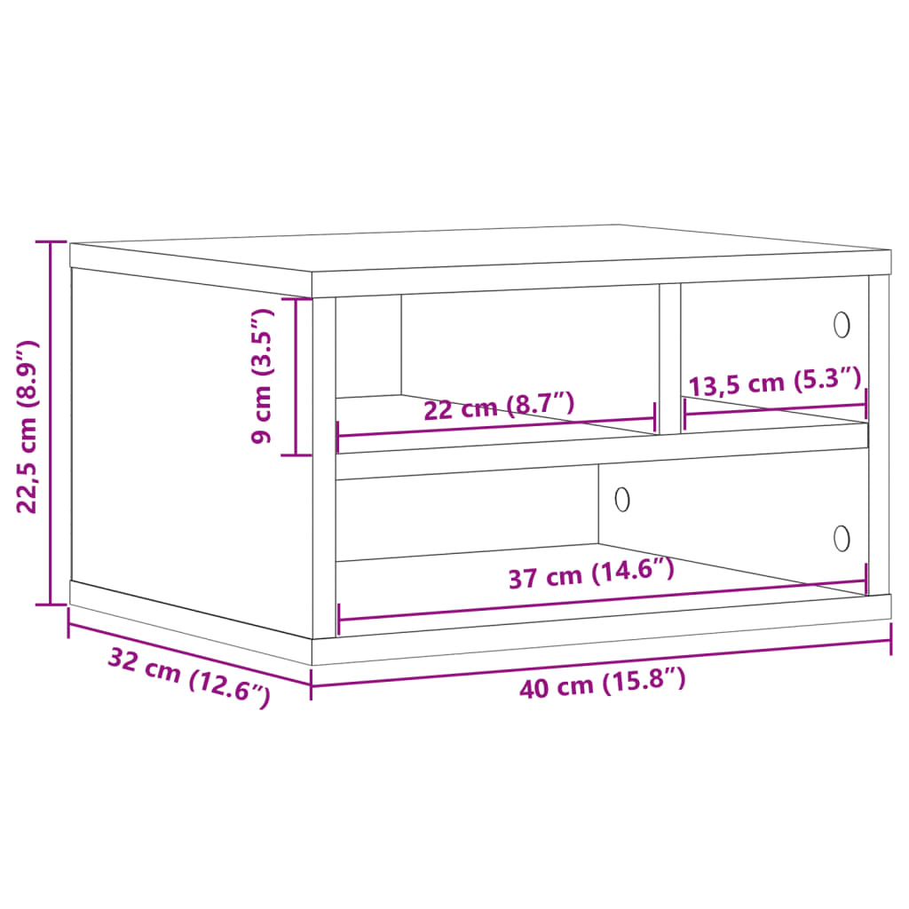 Supporto per Stampante Bianco 40x32x22,5 cm Legno Multistrato 840597