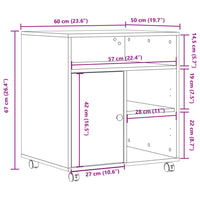 Supporto per Stampante con Ruote Rovere Sonoma 60x50x67 cm 840627