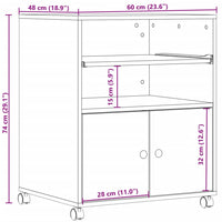 Supporto per Stampante con Ruote Bianco 60x48x74 cm 840632