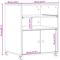 Supporto per Stampante con Ruote Nero 60x48x74 cm 840633