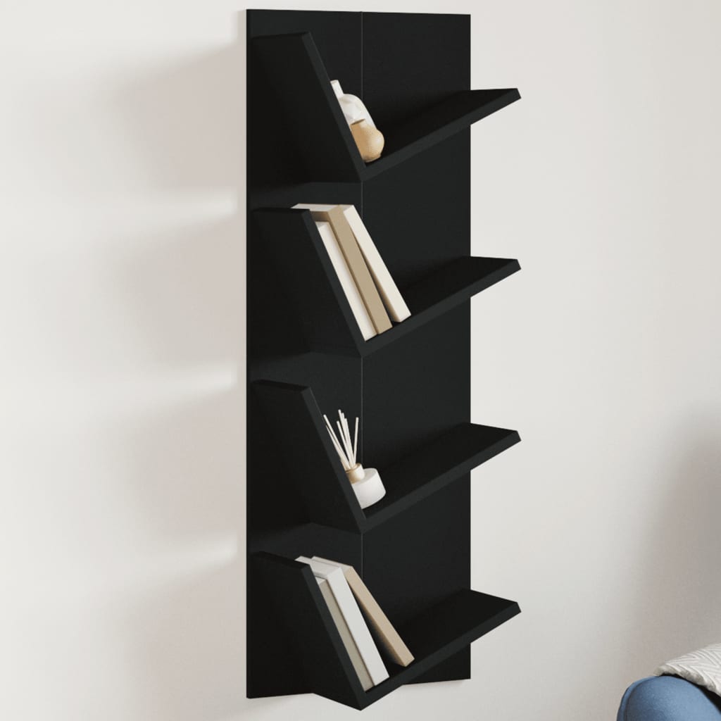 Libreria a Parete a 4 Ripiani Nera 33x16x90 cmcod mxl 92697