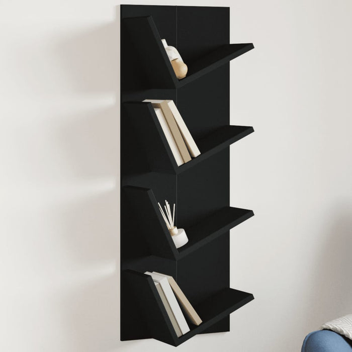 Libreria a Parete a 4 Ripiani Nera 33x16x90 cm 840717