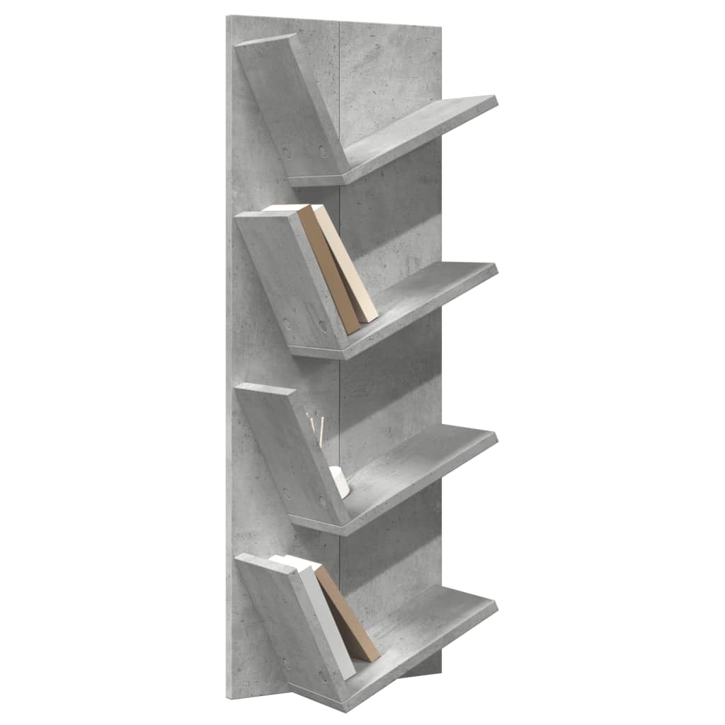 Libreria a Parete a 4 Ripiani Grigio Cemento 33x16x90 cm 840719