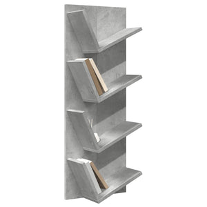 Libreria a Parete a 4 Ripiani Grigio Cemento 33x16x90 cm 840719