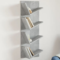 Libreria a Parete a 4 Ripiani Grigio Cemento 33x16x90 cm 840719