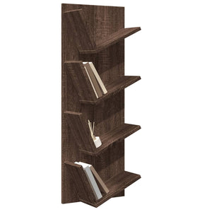 Libreria a Parete a 4 Ripiani Rovere Marrone 33x16x90 cm 840722