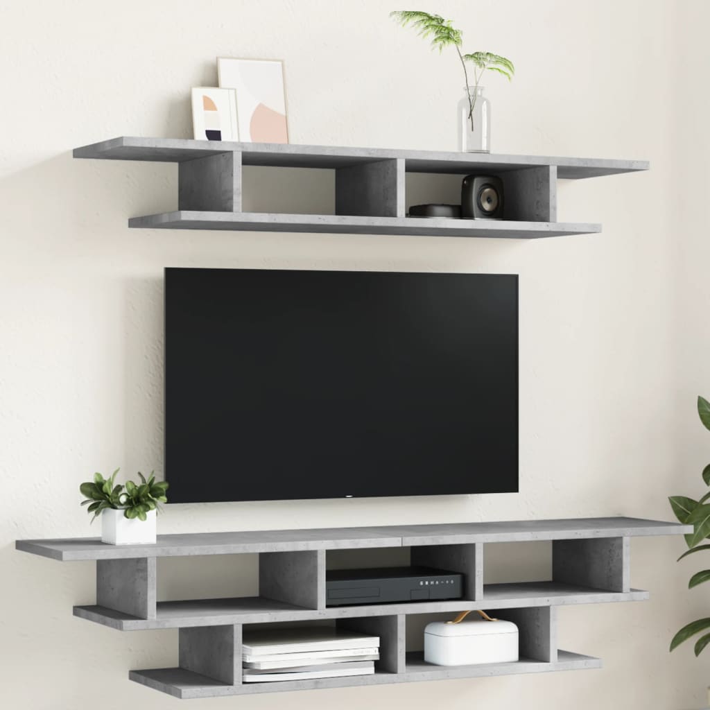 Mobili TV a Muro Grigio Cemento Legno Multistrato 840733