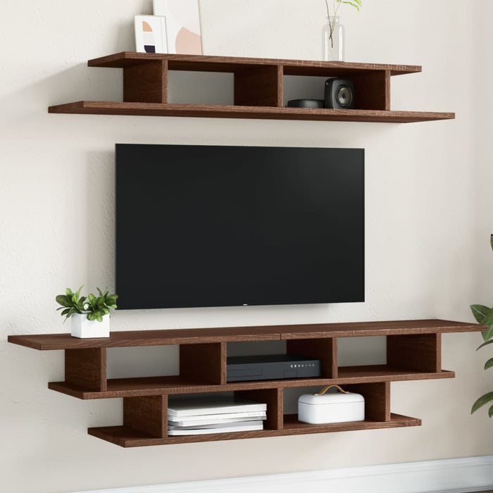 Mobili TV a Muro Rovere Marrone in Legno Multistrato 840736